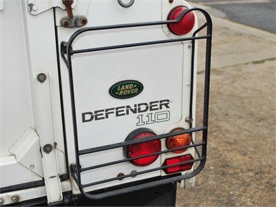 Rear lamp guards shown on a classic Defender
